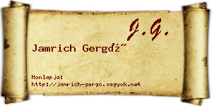 Jamrich Gergő névjegykártya
